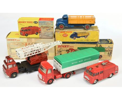 Dinky Toys Group Of 4 - (1) 276 Airport fire Engine, (2) 417 Leyland Comet Stake Lorry, (3) 914 AEC Articulated "British Road