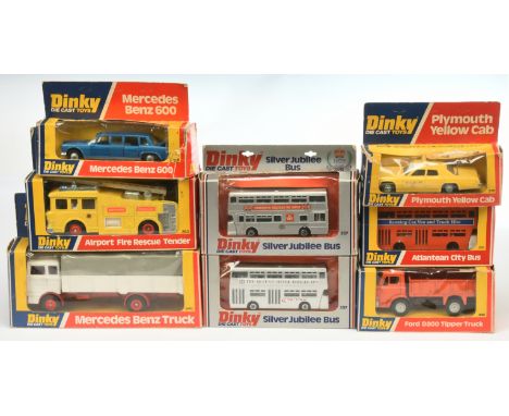 Dinky Toys Group Of 8 To Include - 128 Mercedes Pullman, 263 Airport Fire Engine, 940 Mercedes Covered Truck plus others - co