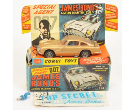 Corgi Toys 261 "James Bond" Aston Martin DB5 Taken from "Goldfinger" - Gold body, red interior with "James Bond &amp; Bandit"