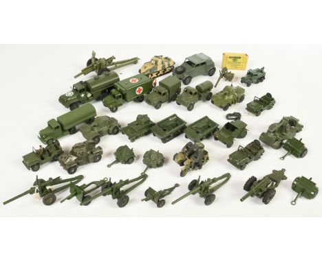 Dinky Toys &amp; Others Military Unboxed Group To Include - Cargo Truck, Anti-Aircraft Mobile Gun, Light Dragon Tractor, Arti