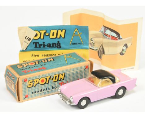 Triang Spot On 191/1 Sunbeam Alpine Hardtop - Mauve body, black hood, cream interior with red steering wheel, chrome trim and