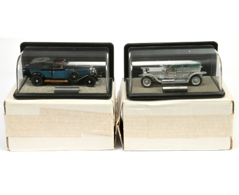 Franklin Mint (1/24th) Scale a pair - (1) Rolls Royce Silver Ghost - Silver body with green seats and (2) Rolls Royce Phantom