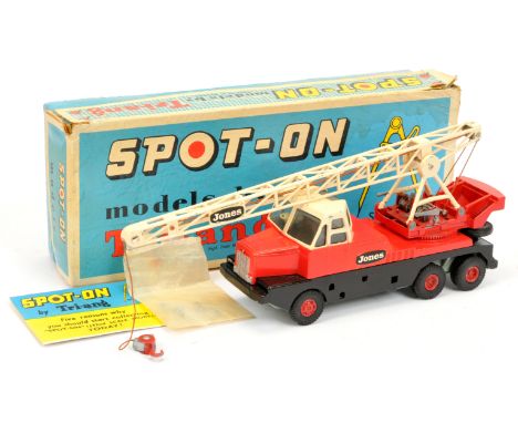 Triang Spot On 117 Jones Mobile Crane Truck - Red including hubs, cream cab and jib, black chassis, silver trim - Good overal