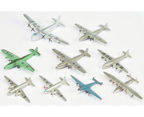 Dinky Toys Aircraft Group To Include - Empire Flying Boat, Four Engine Liner, Shetland, British 40 Seater - plus others - con