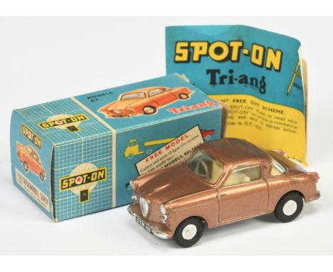 Triang Spot On 131 Goggomobile - Metallic brown body, cream interior with grey steering wheel, silver trim and cast spun hubs