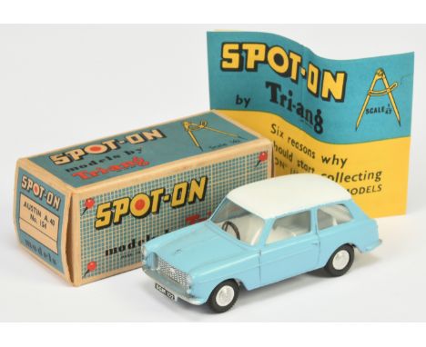 Triang Spot On 154 Austin A40 Farina Saloon - Light Blue body, white roof and interior with black steering wheel, silver trim