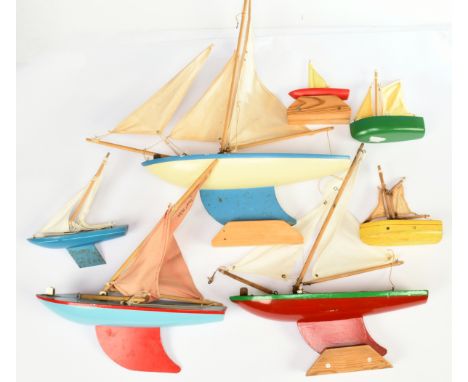 A Group Of 10 Small And larger Scale Wooden Pond Yachts To Include "Northern star" Plus others See-Photo - conditions are Fai