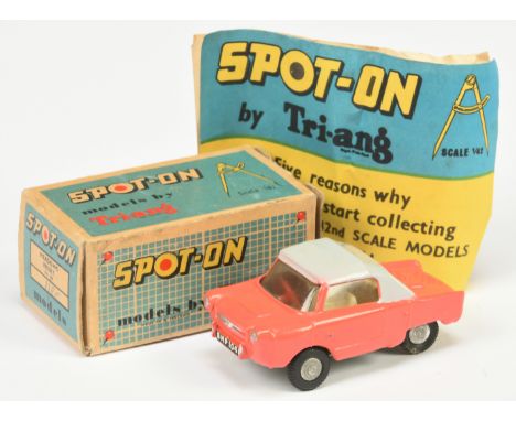 Triang Spot On 119 Meadows Frisky -Salmon Pink body, pale grey roof, cream interior with red steering wheel, silver trim, cas