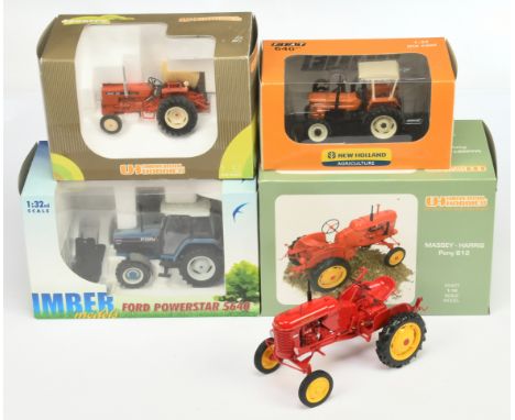 Tractor Group Of 4 - (1) Universal Hobbies (1/16th) Massey Harris Pony 812 - Red, (2) (1/32nd) Renault 551 - dark orange, (3)