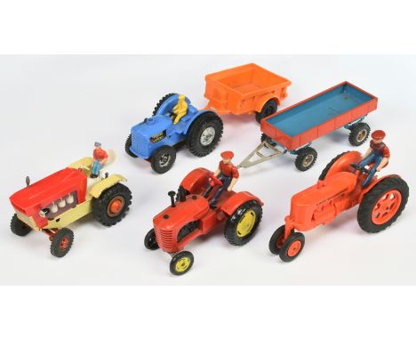 Tinplate &amp; Plastic Unboxed Tractor Group To Include - Gama Piston Battery Operated - Rd and Cream, Scale Models - Case - 