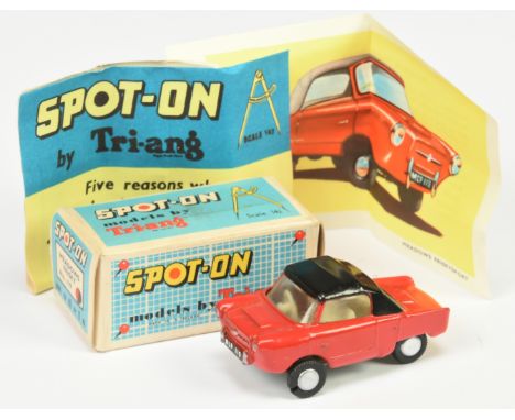 Triang Spot On 119 Meadows Frisky - Red body, black roof, cream interior and steering wheel, silver trim and flat spun hubs -