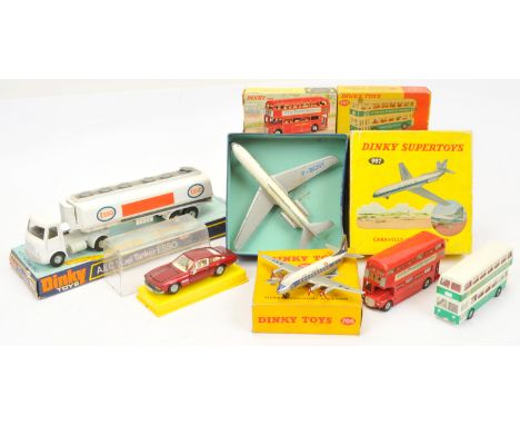 Dinky Toys Group Of 6 To Include 945 AEC "Esso" Tanker, 289 London Transport Routemaster bus, 997 Caravelle "Air France" plus