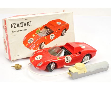 Bobby's (Vansa Spain) Ferrari (1/12th) scale plastic battery operated remote control racing car - red body, black interior, r