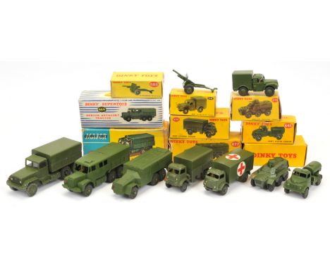 Dinky Toys Group 9&nbsp; Of Military Related To Include - 626 "Ambulance", 689 Medium Artillery Tractor, plus others also inc