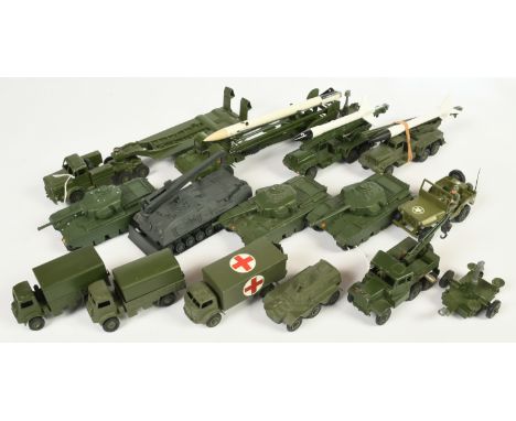 Dinky Toys Military Unboxed Group Of 14 To Include - Mighty Antar Tank Transporter with Centurion tank, "Ambulance", Scammell