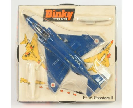 Dinky Toys Aircraft F-4K Phantom II - Blue with white missiles - Good Plus (requires very light cleaning) in a Good Plus bubb