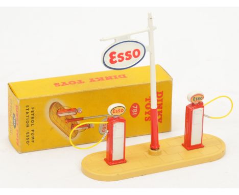 Dinky Toys 781 "Esso" Petrol Pump Set - Comes with cream base - Red, blue and white sign &amp;&nbsp; Petrol pumps with yellow
