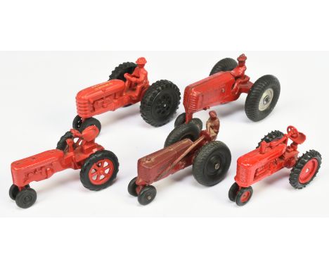 Group Of Plastic, Rubber and cast Tractors To Include Scale models (USA) Farmall - Red including figure drive, black wheels -