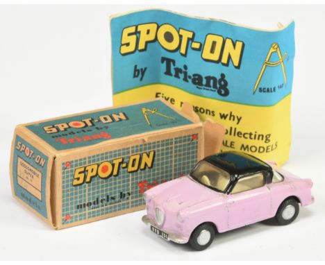 Triang Spot On 131 Goggomobile - Lilac Body with black roof, cream interior and steering wheel, silver trim, cast spun hubs -