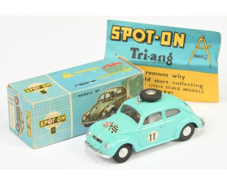 Triang Spot On 195 Volkswagen - Turquoise body, off-white interior with black steering wheel, figure driver and cast spun hub