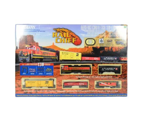 Model Railway - a Bachmann made HO / OO gauge model railway Rail Chief trainset. The set containing EMD GP40 diesel locomotiv