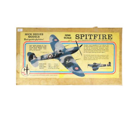Model Planes - a Mick Reeves semi scale RC Radio Controlled model Spitfire. The kit contains veneered foam wings, balsa and p