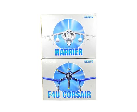 Model Planes - x2 Armour Collection 1/48 scale diecast model planes comprising Harrier Jet and F4U Corsair. Contents appearin