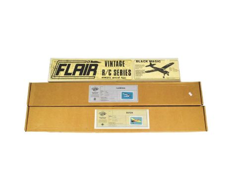 Model Planes - x3 vintage model RC Radio Controlled model planes comprising; x2 ' Vintage Model Co ' laser cut balsa sets, on