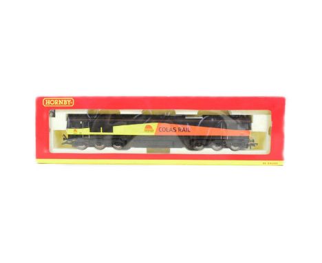Model Railway - an original Hornby OO gauge model railway trainset locomotive engine No. R3042 Class 66 66843 in Colas Rail L