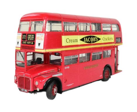 Diecast - an original Sunstar made 1/24 scale diecast model of a Routemaster Double Deck bus with quarter drop front windows.