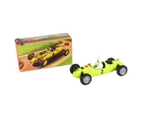 Diecast - an original vintage Tekno (Denmark) made boxed diecast model No. 812 Norton Midget Car. Yellow body, white driver, 