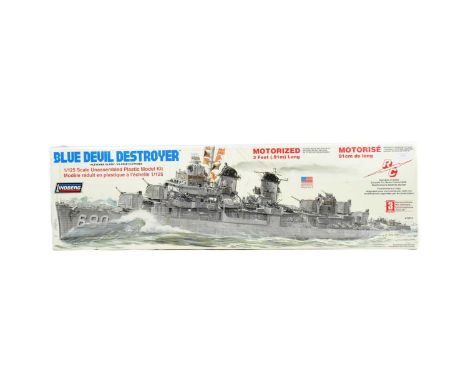 Model Kits - a factory sealed Lindberg 1/124 scale ' Blue Devil Destroyer ' USS Melvin DD-680 (Fletcher class) plastic model 