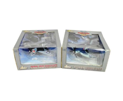 Diecast - x2 boxed Air Legends WWII Series 1/48 scale boxed diecast model aircrafts comprising; F4U Bird Cage Corsair and F6F