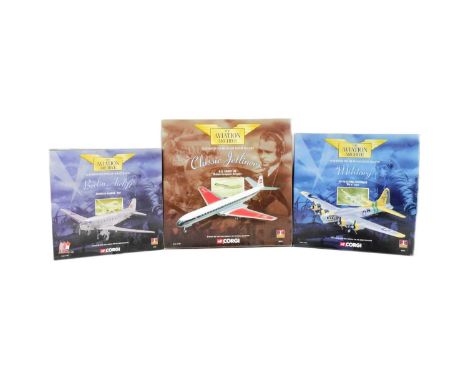 Model Planes - x3 Corgi Aviation Archive 1/144 scale diecast model planes comprising; Douglas Dakota RAF, B-17G Flying Fortre