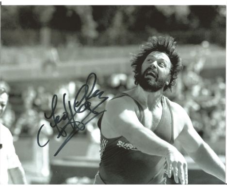 Strongman Geoff Capes Signed 8x10 B/W Photo Pictured In Action In Worlds Strongest Man Contest. Good Condition. All autograph