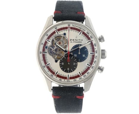 No Reserve - Zenith El Primero "Open Heart" 03.2049.4061 - Men's watch. Case: steel - strap: leather - automatic - condition: