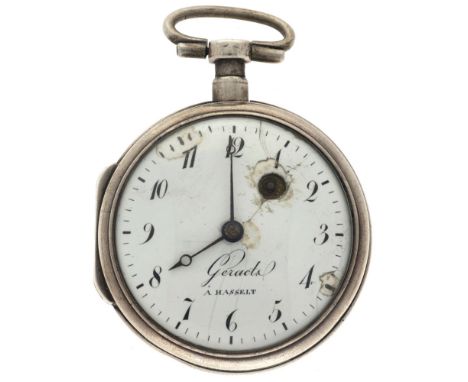 No Reserve - Geraets A. Hasselt Verge Fusee - Men's pocket watch. Case: silver (835/1000) - chain: silver (925/1000) - manual