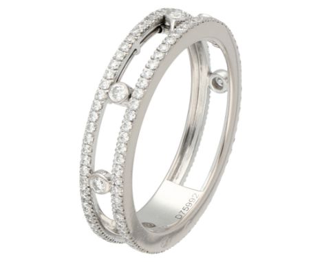 Messika 18K white gold 'Move Romane' ring set with approx. 0.72 ct. diamond. Set with 139 brilliant cut diamonds of approx. 0