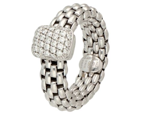 Fope 18K white gold 'Flex it' ring set with approx. 0.41 ct diamond. Elastic ring set with brilliant cut diamonds of approx. 