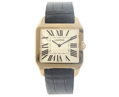 No Reserve - Cartier Santos Dumont 2649 - Men's watch. Case: yellow gold (18K.) - strap: leather - manual - certificate, serv