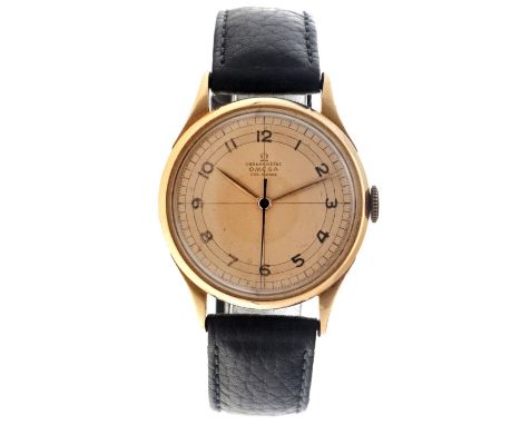 Omega Chronometre Fab Suisse 30T2RG "Crosshair Dial" - Men's watch - approx. 1944. Case: rosegold (18K.) - strap: leather - m