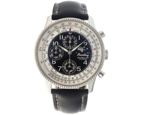 Breitling Montbrilliant Olympus A19350 - Men's watch. Case: steel - strap: leather - automatic - box, booklets - last service