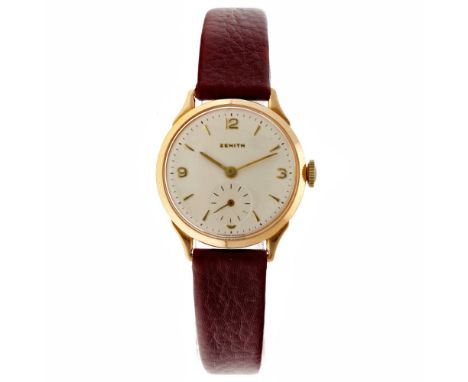 No Reserve - Zenith "Dogleg Lug" 18K. 8306 - Ladies watch. Case: rose gold (18K.) - strap: leather - manual winding - conditi