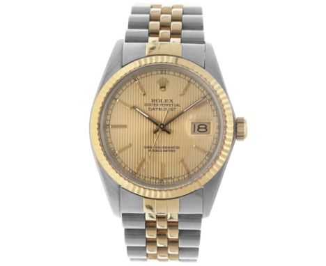Rolex Datejust 16013 Tapestry Dial - Men's watch - 1986. Case: gold/steel (18k.) - bracelet: gold/steel (18k.) - automatic - 