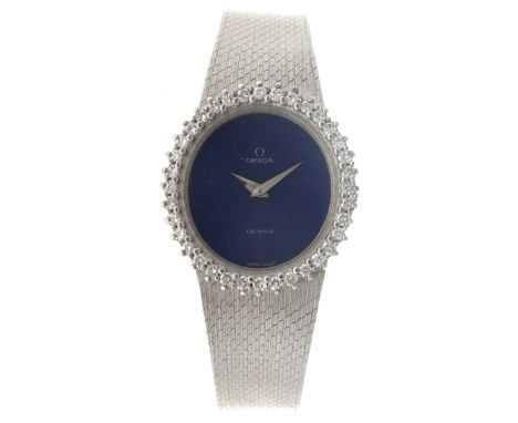 Omega de Ville 18K. Lapis Lazuli 'Spider dial' - Ladies watch - approx. 1978. Case: white gold (18K.) - bracelet: white gold 