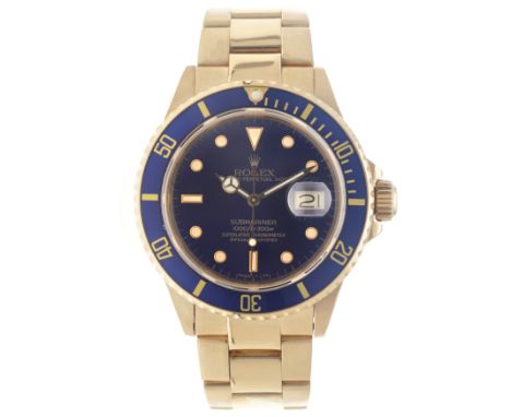 Rolex Submariner Date 18K. 16808 - Men's watch - 1987. Case: yellow gold (18K.) - band: yellow gold (18K.) - automatic - box,