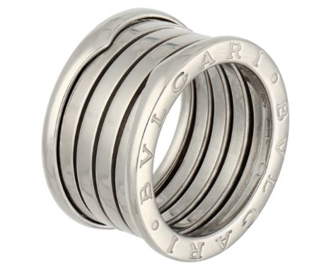 Bvlgari 18K white gold B.zero1 four-band ring. In good condition. Hallmarks: 750 Dutch assay mark, Italian maker's mark 10 MI