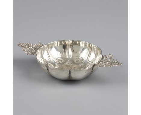 Brandy bowl silver. Lobed model with two soldered handles. Germany, Cologne, Arthur Otto, 20th century, hallmarks: maker's ma