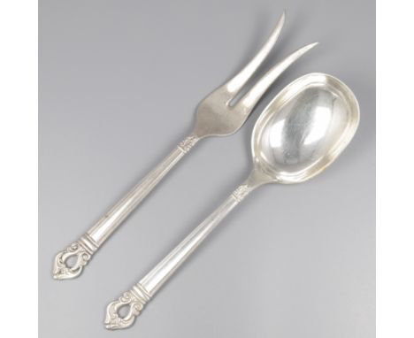 Meat fork and ladle, model Royal Danish at Codan S.A. (Mexico), silver. Beautiful set in model Royal Danish. Mexico, Mexico C