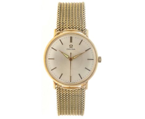 Omega Genève 14K. 131026 - Men's watch - approx. 1966. Case: yellow gold(14K.) - bracelet: yellow gold (14K.) - manual windin